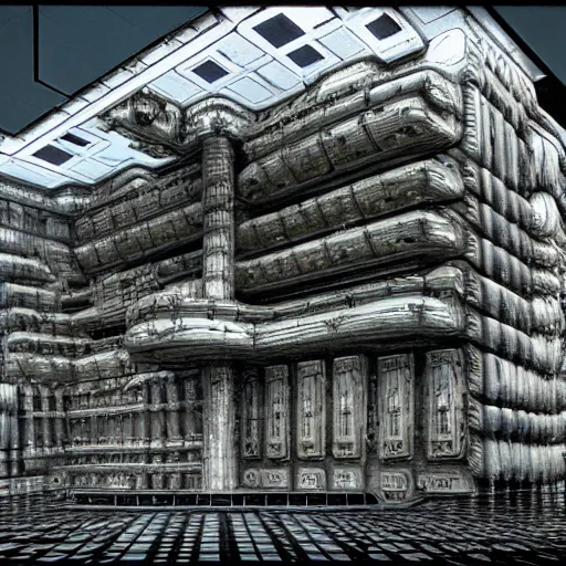 Prompt: The Borg White House by H.R. Giger