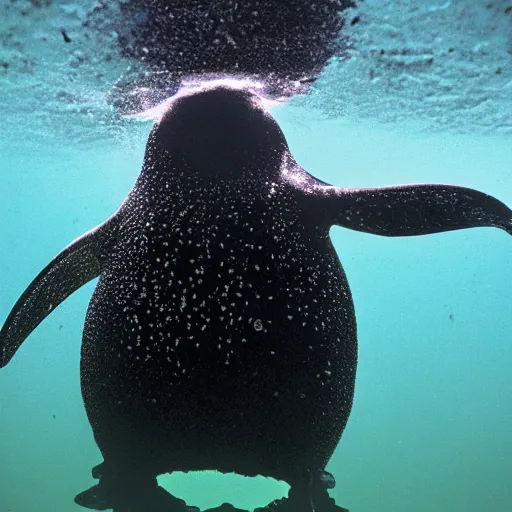 Prompt: a shoggoth shaped like a penguin, national geographic photo