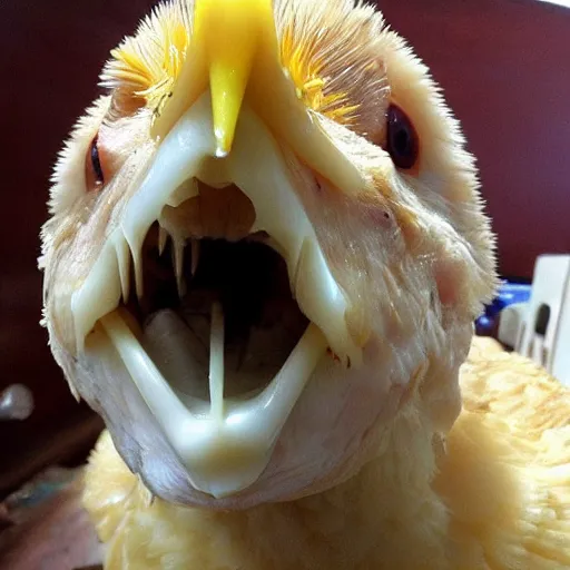 Image similar to chicken with teeth