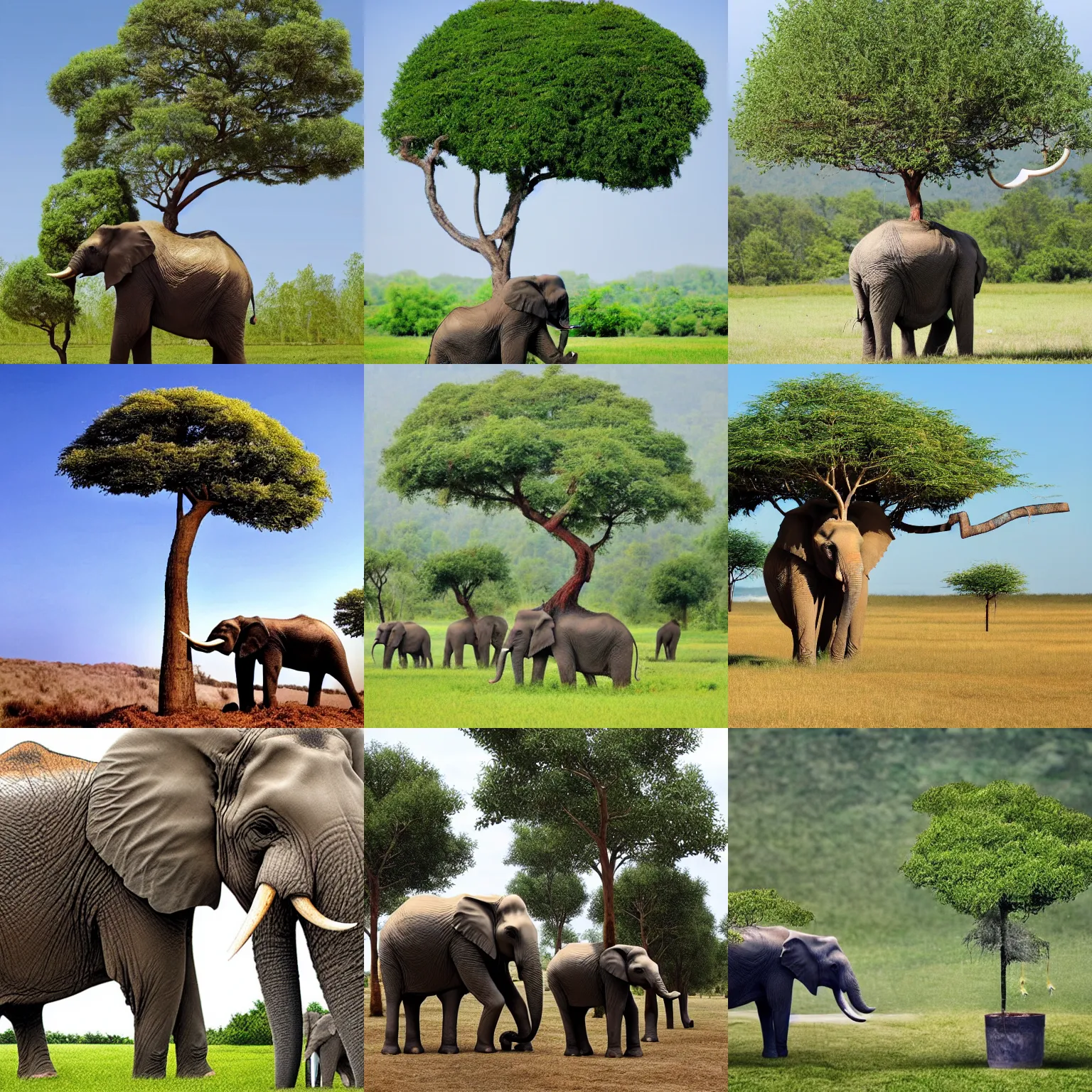 Prompt: growing trees on an elephant