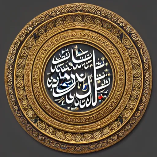 Image similar to gorgeous ornated bronze realistic detailed holy makkah wall decoration with filigree, islamic calligraphy