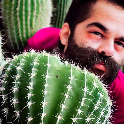 Image similar to cactus grown on man's face instead of beards, 5 0 mm