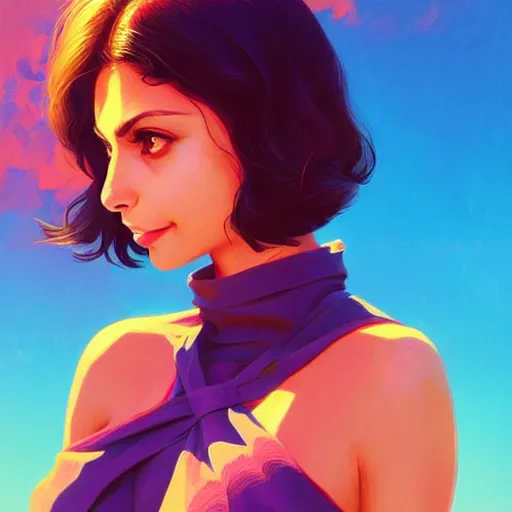 Image similar to Morena Baccarin, sunny day background, intricate, highly detailed, digital painting, artstation, official media, anime key visual, concept art, rich vivid colors, ambient lighting, sharp focus, illustration, art by Artgerm, Makoto Shinkai, Ilya Kuvshinov, Lois Van Baarle, and Rossdraws