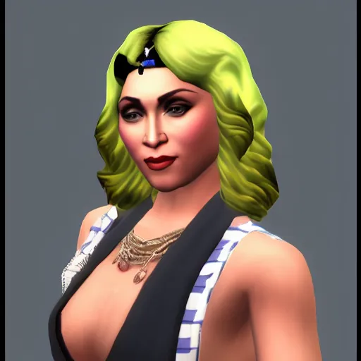 Image similar to a medium shot of madonna. snapshot from the sims