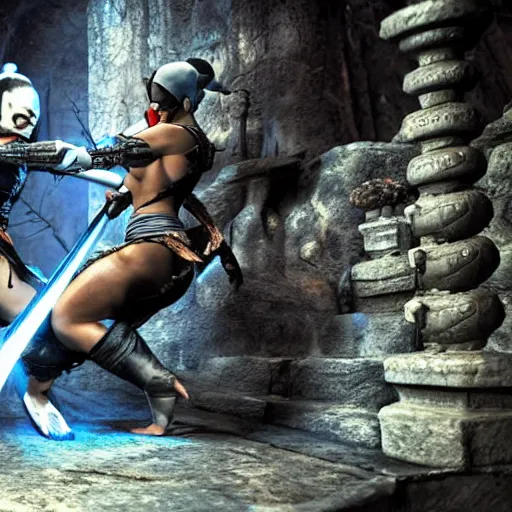 photo of kitana and baraka from mortal kombat 2, Stable Diffusion