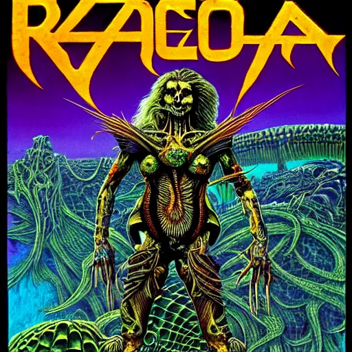 Prompt: thrash metal album cover in the style of roger dean, realistic, sharp focus, 8k high definition, insanely detailed, intricate, elegant, art by philippe druillet and virgil finlay