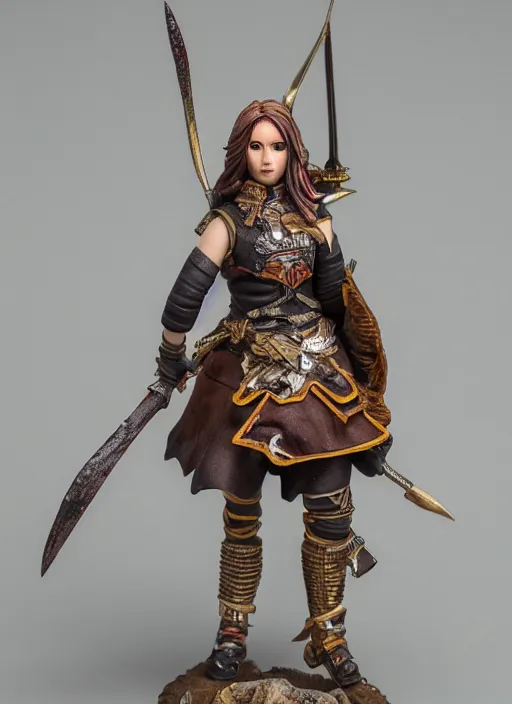 Image similar to Product Introduction Photos, 4K, Full body, 80mm resin detailed miniature of a warrior girl