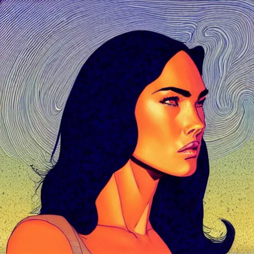 Image similar to “ megan fox retro minimalist portrait by jean giraud, moebius starwatcher comic, 8 k ”