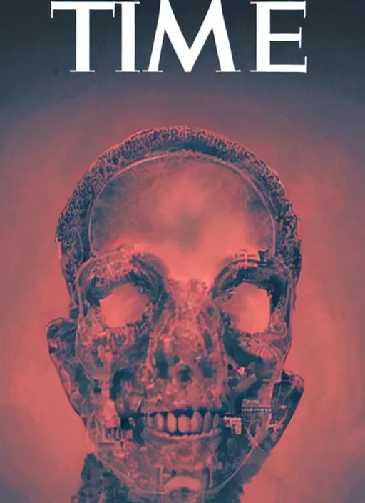 Prompt: TIME magazine cover, the coming AI singularity, by Marc Seguin
