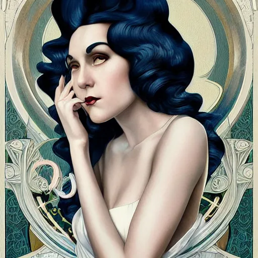 Image similar to an art nouveau, ( streamline moderne ), multi - racial portrait in the style of anna dittmann and charlie bowater and magali villenueve. very large, clear, expressive, and intelligent eyes. centered, ultrasharp focus, dramatic lighting, photorealistic digital matte painting, intricate symmetrical ultra detailed background.