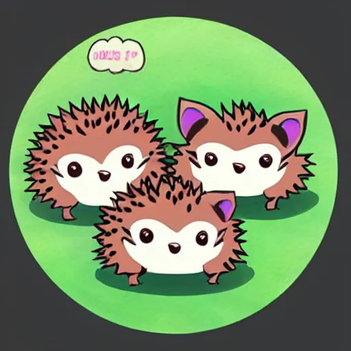 Image similar to baby hedgehogs in the style of cute anime