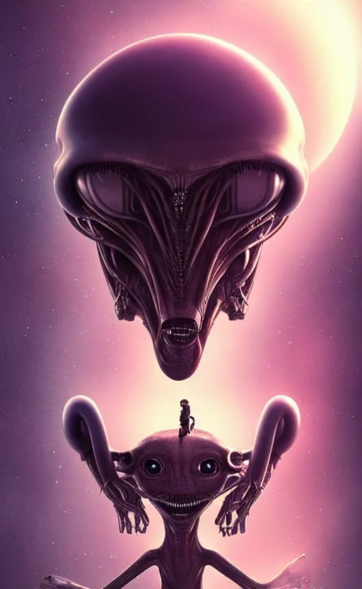 Image similar to cute, imaginative, alien poster art, movie art, alluring, by lucusfilm, weta studio, 8 k, denoised