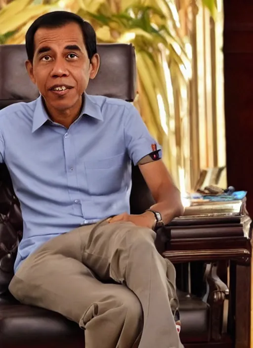 Image similar to A full portrait photo of jokowi in upcoming pixar movie, f/22, 35mm, 2700K, lighting, perfect faces, award winning photography.