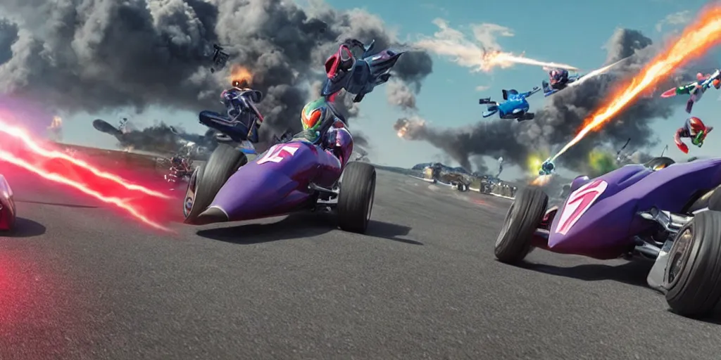 Prompt: film still from the new live - action netflix movie adaptation,'f - zero'