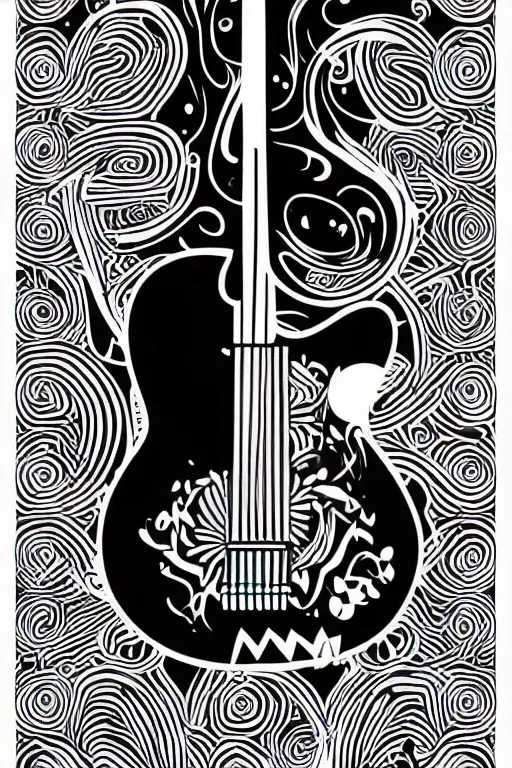 Image similar to minimalist boho style art of a guitar, illustration, vector art