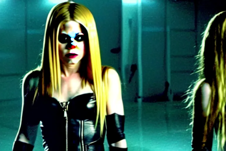 Image similar to a film still of Avril Lavigne in catwoman, high quality