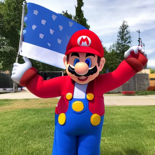 Prompt: Jeffy from super Mario Logan holding up a transgender flag