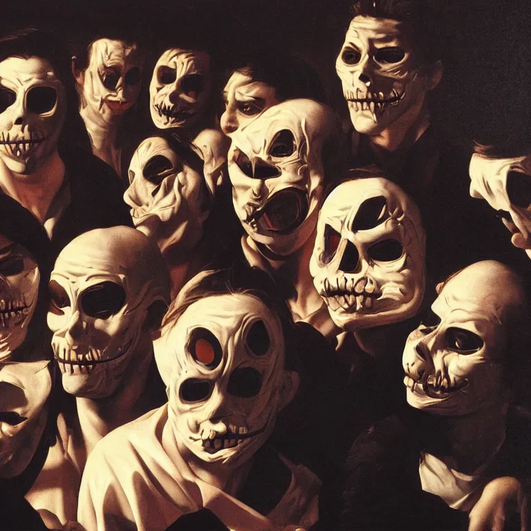 Image similar to the night of the purge,, highly detailed, 8 k resolution, art by caravaggio, modern art, optical illusion