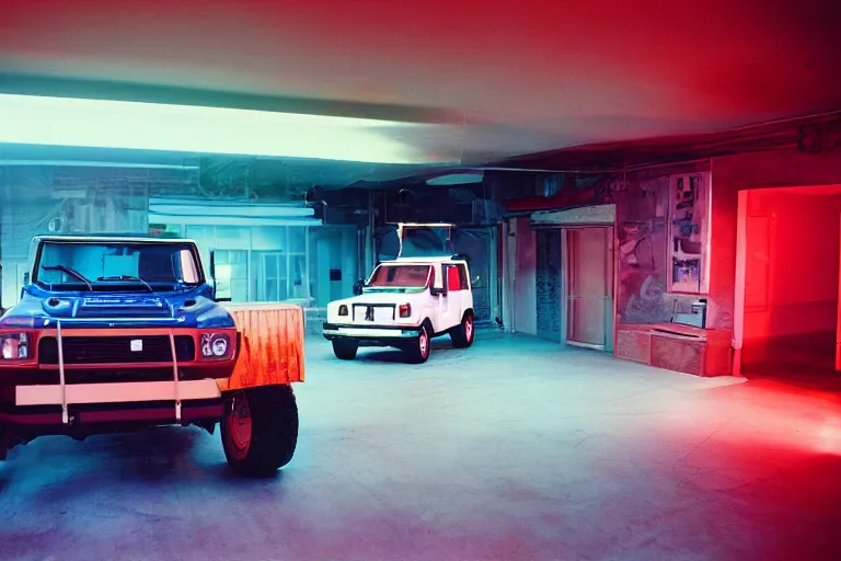 Prompt: studio photoshoot designed by giorgetto giugiaro of a single 1 9 8 8 fj 4 0 fairmont, thick neon lights, ektachrome photograph, volumetric lighting, f 8 aperture, cinematic eastman 5 3 8 4 film