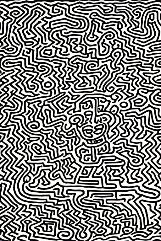 Image similar to junji ito x keith haring collaboration art, staring girl