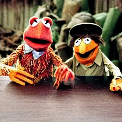 Prompt: muppets fighting in vietnam