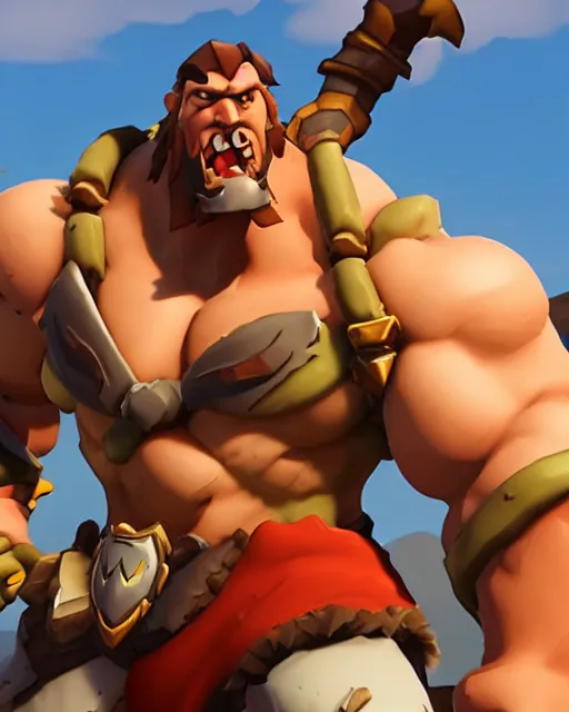 Prompt: hulking barbarian playable hero character in overwatch