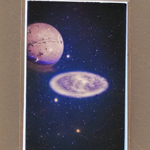 Image similar to Liminal space in outer space, polaroid