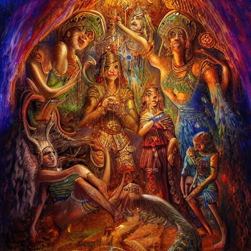 Prompt: disasterpiece mesmerizing sanctum of the most disturbing and beautiful truth, relief of Akkadian origin, in the style of Jeff Easley, Josephine Wall, Ken Kelly, – W 1024