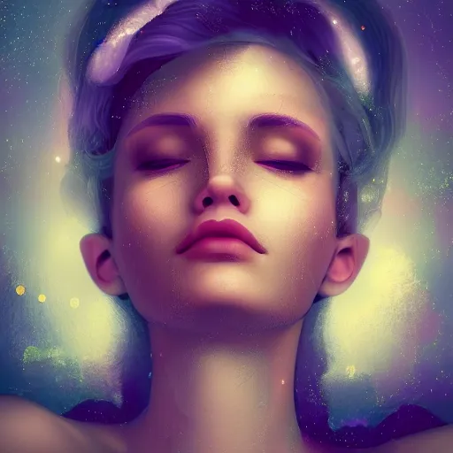Prompt: a artsy portrait of a woman dreaming about a better world, f 2. 0, leica, highly detailed, bokeh, soft lighting, trending on artstation, perfect face, elegant, geometrical, human like