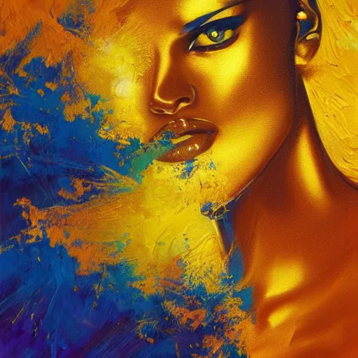 Prompt: we saw gold when there was only dust, a spectacular painting : 2. 5, by patrick zircher : 2, vibrant casein and acrylic : 2, trending on artstation : 2, vector space : 2. 5