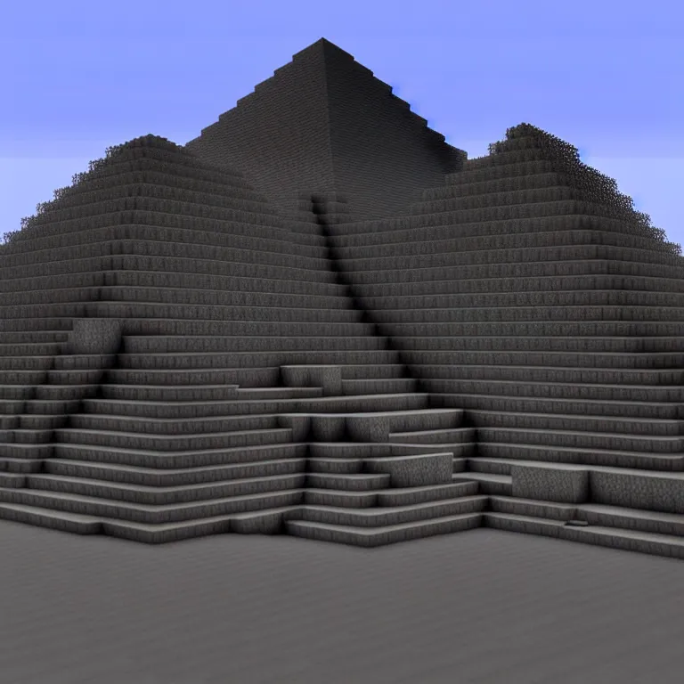 Prompt: A pyramid of gizah in minecraft style. Straight lines, corners, high detailed, details, ultra realistic, photorealism, 8k, wide shot, symmetrical, render, brutalism, rays of light, architecture, volumetric lighting, cinematic, shadows