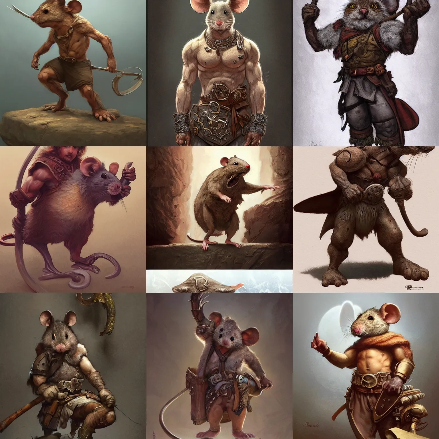 Prompt: mouse !!!asthetic!!! anthropomorphic rugged mouse!!! with barbarian muscular upper body, 👅 👅 , D&D, fantasy, intricate, elegant, highly detailed, digital painting, artstation, concept art, smooth, sharp focus, illustration, art by artgerm and greg rutkowski and alphonse mucha