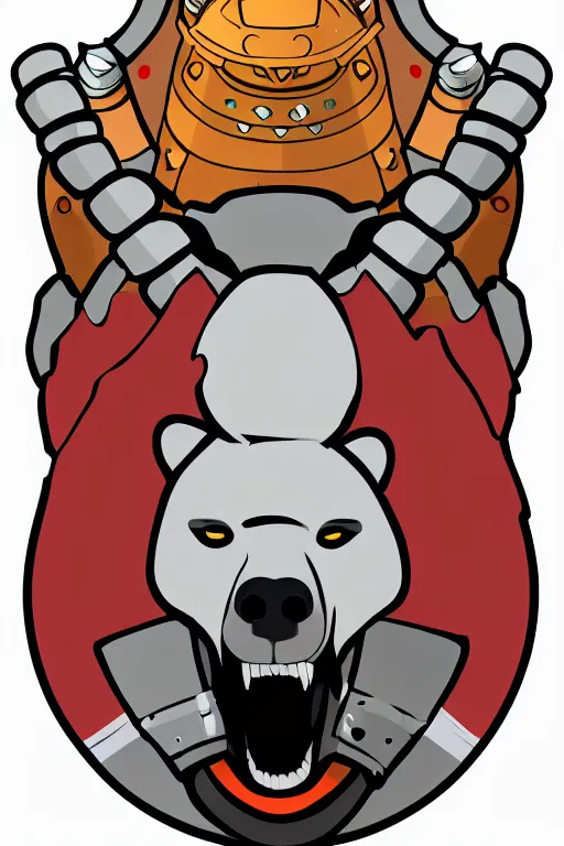 Prompt: Portrait of a polar bear in samurai armor, knight, medieval, sticker, colorful, illustration, highly detailed, simple, smooth and clean vector curves, no jagged lines, vector art, smooth