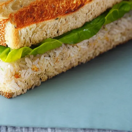Image similar to a rice sandwich, cookbook photo