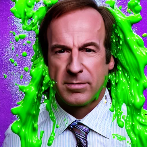 Prompt: Saul Goodman!, covered in slime!!, ((at the Kid Choice Awards)) , medium shot, professional model photo shoot