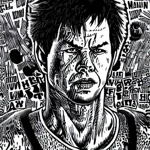 Prompt: mark Wahlberg by kentaro miura, hyper-detailed