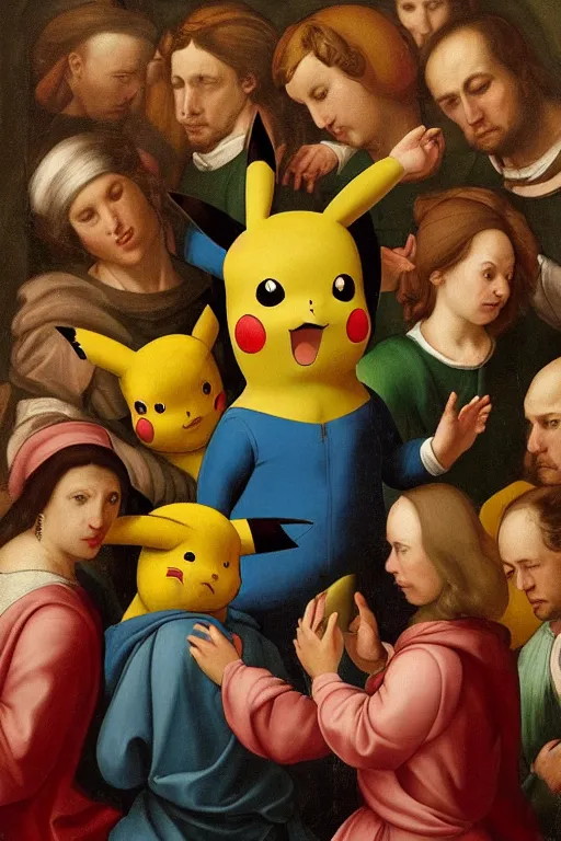 Image similar to a portrait from pikachu, renaissance painting