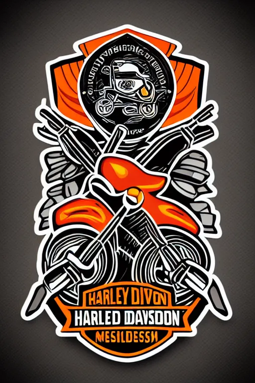 Image similar to Harley Davidson motorbike , sticker, colorful, illustration, highly detailed, simple, smooth and clean vector curves, no jagged lines, vector art, smooth