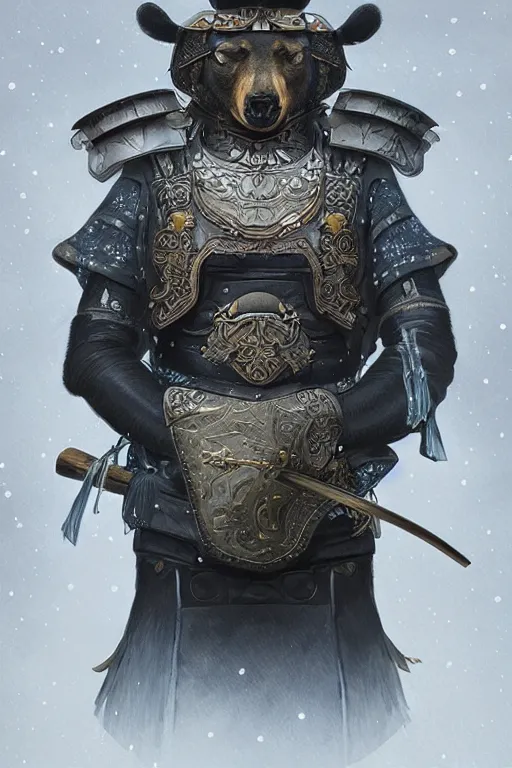 Prompt: ultra realistic illustration, anthropomorphic samurai asian black bear with armor made of stars, sci - fi, fantasy, intricate, elegant, highly detailed, digital painting, artstation, concept art, smooth, sharp focus, illustration, art by artgerm and alphonse mucha