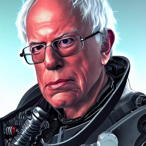 Prompt: Cyborg bernie sanders, illustration, sci-fi, high detail, beautiful lighting, trending on artstation