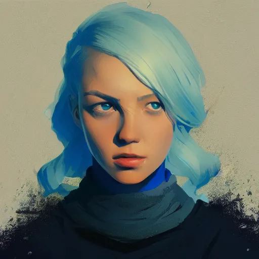 Image similar to Beautiful girl with a blond hair and blue eyes profile picture by Greg Rutkowski, asymmetrical, Organic Painting , Matte Painting, geometric shapes, hard edges, street art, trending on the artstation, realistic:2 by Sachin Teng:4, blur: -4