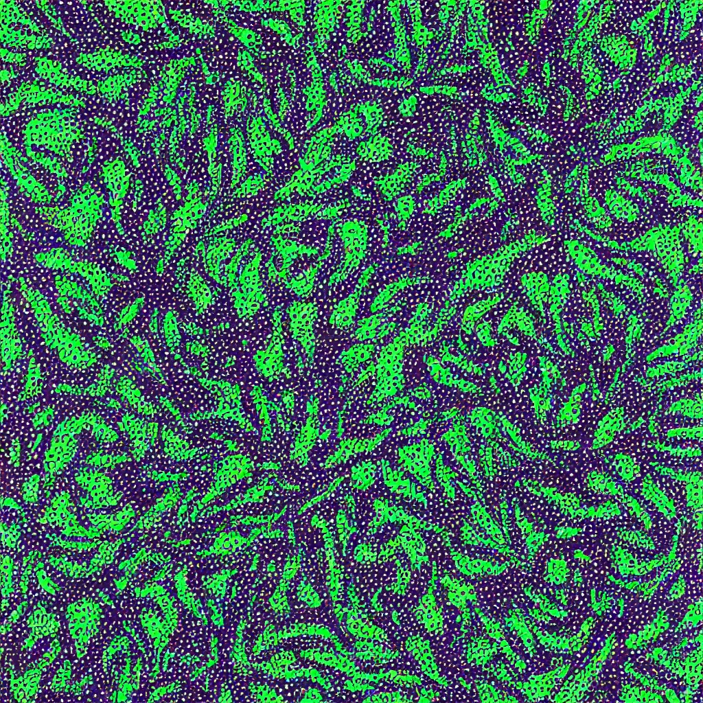 Image similar to camo made of out cannabis, smiling, abstract, maya bloch artwork, do hoang tuong artwork, cryptic, dots, stipple, lines, splotch, concrete, color tearing, uranium, neon, pitch bending, cannabis plant, faceless people, dark, ominous, eerie, minimal, points, technical, painting