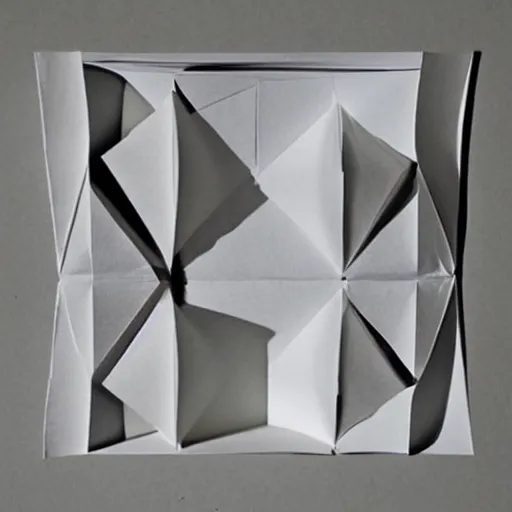 Image similar to a string quartet made of folded paper, 3D shadows,