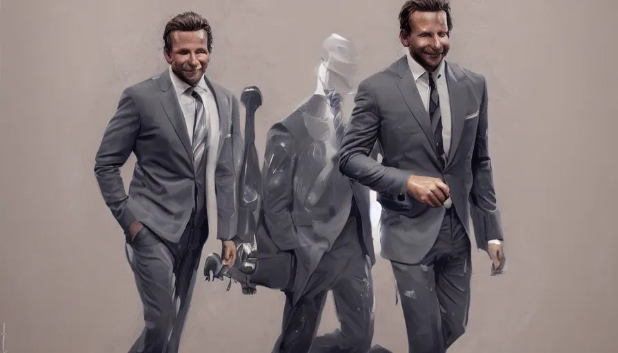 Prompt: Painting of Bradley Cooper in suit and tie, hyperdetailed, artstation, cgsociety, 8k