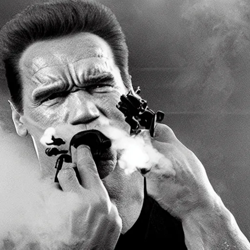 Prompt: schwarzenegger vaping