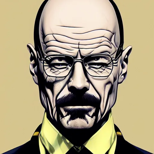 Prompt: portrait of walter white as the joker, anime fantasy illustration by tomoyuki yamasaki, kyoto studio, madhouse, ufotable, comixwave films, trending on artstation