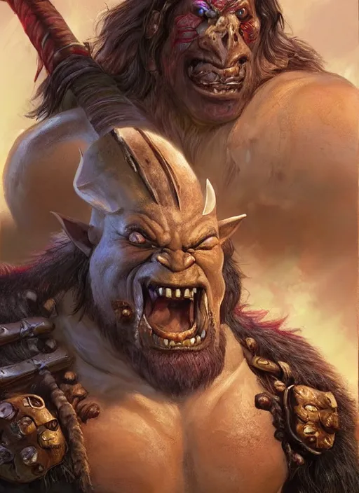 Image similar to orc barbarian, ultra detailed fantasy, dndbeyond, bright, colourful, realistic, dnd character portrait, full body, pathfinder, pinterest, art by ralph horsley, dnd, rpg, lotr game design fanart by concept art, behance hd, artstation, deviantart, hdr render in unreal engine 5