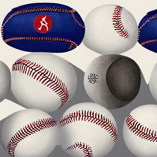 Prompt: baseball tidal wave of baseballs, concept art, by Takumi Park, detailed