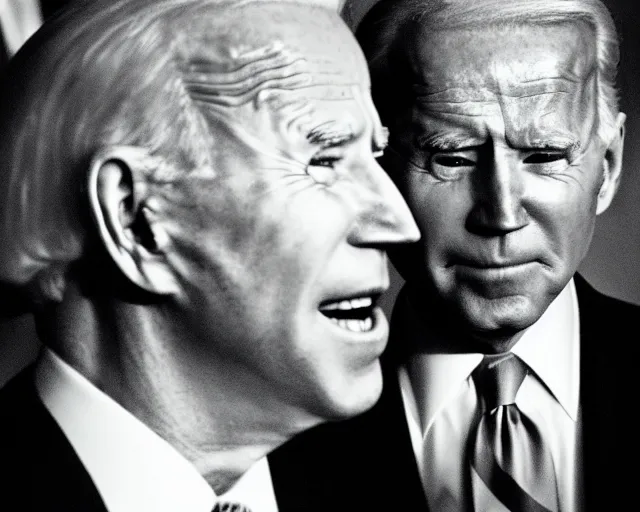 Image similar to president joe biden face to face with president joe biden, nikon 3 5 mm, photograph