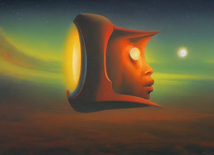 Image similar to portrait painting of nebula universe, spaceship, science fiction, sharp focus, super resolution, style by edward hopper and james gille ard zzislaw beksinski, highly detailed